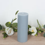 12-Pack Unscented Pillar Candles – Dripless 3x8inch Dusty Blue Paraffin Wax Smokeless Cotton