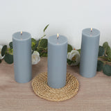 12-Pack Unscented Pillar Candles – Dripless 3x8inch Dusty Blue Paraffin Wax Smokeless Cotton