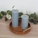 12-Pack Unscented Pillar Candles – Dripless 3x8inch Dusty Blue Paraffin Wax Smokeless Cotton