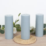 12-Pack Unscented Pillar Candles – Dripless 3x8inch Dusty Blue Paraffin Wax Smokeless Cotton