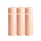 6-Pack Unscented Dripless Pillar Candles 3x9inch Blush Paraffin Wax Smokeless Cotton Wicks#whtbkgd_99