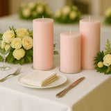 6-Pack Unscented Dripless Pillar Candles 3x9inch Blush Paraffin Wax Smokeless Cotton Wicks