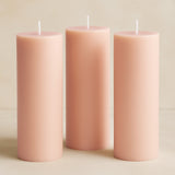 6-Pack Unscented Dripless Pillar Candles 3x9inch Blush Paraffin Wax Smokeless Cotton Wicks