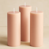 6-Pack Unscented Dripless Pillar Candles 3x9inch Blush Paraffin Wax Smokeless Cotton Wicks