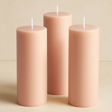 6-Pack Unscented Dripless Pillar Candles – 3"x9" Blush Paraffin Wax with Smokeless Cotton Wicks, Clean & Long-Lasting 90-Hour Burn