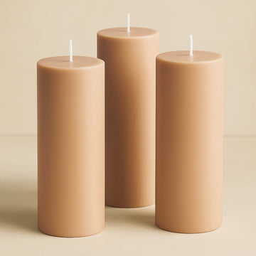 6-Pack Unscented Dripless Pillar Candles – 3"x9" Beige Paraffin Wax with Smokeless Cotton Wicks, Clean & Long-Lasting 90-Hour Burn