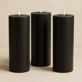6-Pack Unscented Dripless Pillar Candles 3x9inch Black Paraffin Wax Smokeless Cotton Wicks