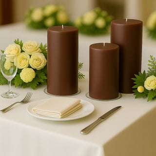 Unscented Dripless Cinnamon Brown Pillar Candles