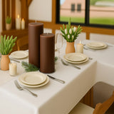 6-Pack Unscented Dripless Pillar Candles 3x9inch Cinnamon Brown Paraffin Wax Smokeless Cotton Wicks