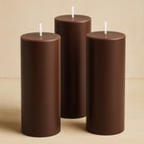 6-Pack Unscented Dripless Pillar Candles 3x9inch Cinnamon Brown Paraffin Wax Smokeless Cotton Wicks