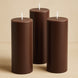 6-Pack Unscented Dripless Pillar Candles 3x9inch Cinnamon Brown Paraffin Wax Smokeless Cotton Wicks