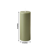 6-Pack Unscented Dripless Pillar Candles 3x9inch Dusty Sage Green Paraffin Wax Smokeless Cotton