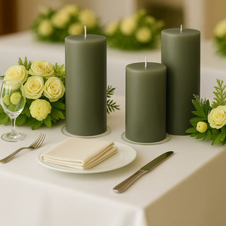 Unscented Dripless Dusty Sage Green Pillar Candles