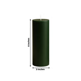6-Pack Unscented Dripless Pillar Candles 3x9inch Hunter Emerald Green Paraffin Wax Smokeless Cotton 