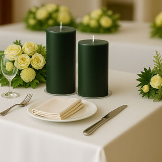 Unscented Dripless Hunter Emerald Green Pillar Candles