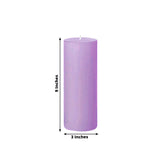 Purple pillar candle, 9 inches tall and 3 inches wide.