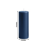 6-Pack Unscented Dripless Pillar Candles 3x9inch Navy Blue Paraffin Wax Smokeless Cotton Wicks