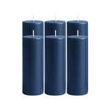 6-Pack Unscented Dripless Pillar Candles 3x9inch Navy Blue Paraffin Wax Smokeless Cotton#whtbkgd_99