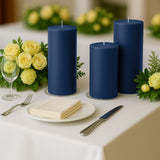 6-Pack Unscented Dripless Pillar Candles 3x9inch Navy Blue Paraffin Wax Smokeless Cotton Wicks
