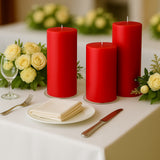 6-Pack Unscented Dripless Pillar Candles 3x9inch Red Paraffin Wax Smokeless Cotton Wicks