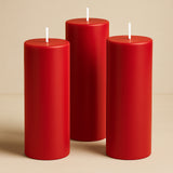 6-Pack Unscented Dripless Pillar Candles 3x9inch Red Paraffin Wax Smokeless Cotton Wicks