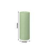 6-Pack Unscented Dripless Pillar Candles 3x9inch Sage Green Paraffin Wax Smokeless Cotton Wicks