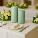 6-Pack Unscented Dripless Pillar Candles 3x9inch Sage Green Paraffin Wax Smokeless Cotton Wicks