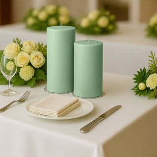 Unscented Dripless Sage Green Pillar Candles
