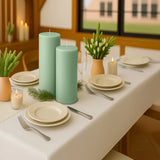 6-Pack Unscented Dripless Pillar Candles 3x9inch Sage Green Paraffin Wax Smokeless Cotton Wicks