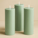 6-Pack Unscented Dripless Pillar Candles 3x9inch Sage Green Paraffin Wax Smokeless Cotton Wicks