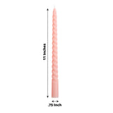 12 Pack | 11inch Blush Rose Gold Premium Unscented Spiral Wax Taper Candles