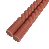 12 Pack | 11inch Dusty Rose Premium Unscented Spiral Wax Taper Candles