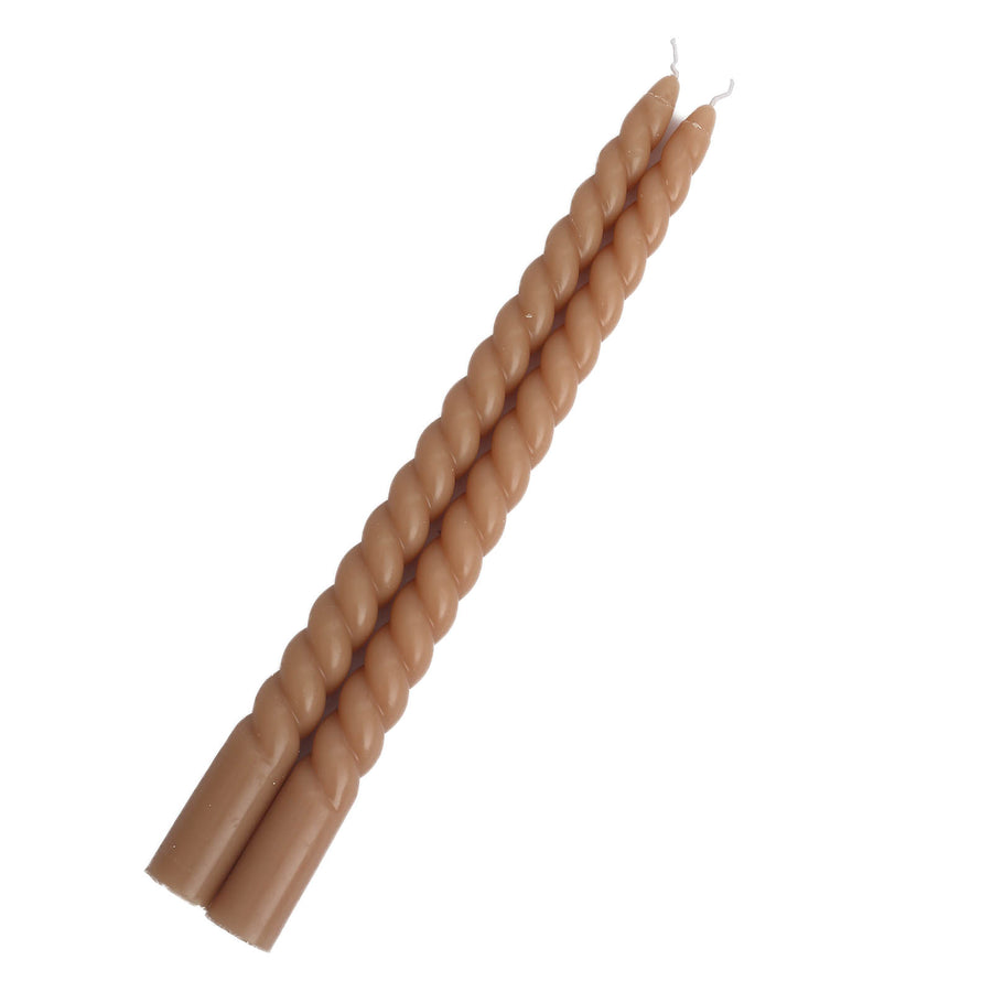 12 Pack | 11inch Beige Premium Unscented Spiral Wax Taper Candles#whtbkgd