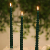 12 Pack 11inch Hunter Emerald Green Premium Unscented Spiral Wax Taper Candles