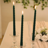 12 Pack 11inch Hunter Emerald Green Premium Unscented Spiral Wax Taper Candles