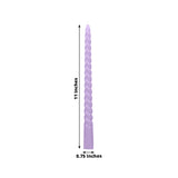 12-Pack Taper Candles Spiral Long Burn Wick Design Lavender Lilac - Premium Unscented