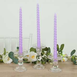 <h3 style="margin-left:0px;"><strong>Elegance in Illumination With Premium Lavender Lilac Spiral Taper Candles</strong>