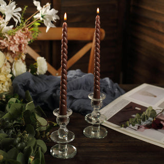 Enhance Your Decor with Mocha Brown Unscented Dinner Candle Sticks