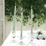 12 Pack 11inch Sage Green Premium Unscented Spiral Wax Taper Candles