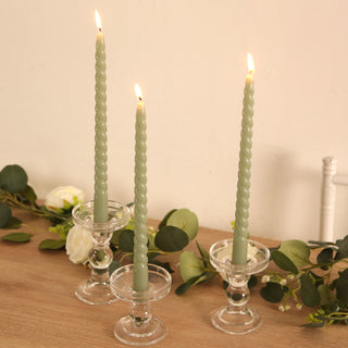 <span style="background-color:transparent;color:#000000;">Elegance in Illumination With Premium Sage Green Spiral Taper Candles</span>