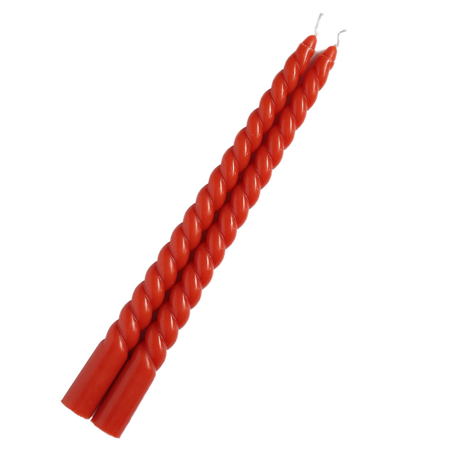 12 Pack 11inch Terracotta (Rust) Premium Unscented Spiral Wax Taper Candles#whtbkgd