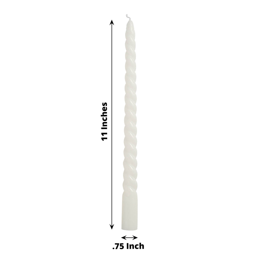 12 Pack | 11inch White Premium Unscented Spiral Wax Taper Candles
