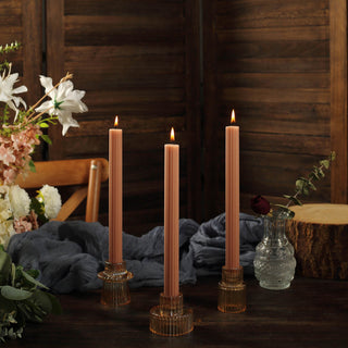 Create a Cozy and Elegant Ambiance with Beige Premium Unscented Ribbed Wax Taper Candles
