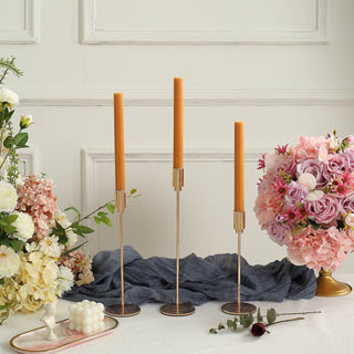 Add Elegance to Your Event with Gold Premium Unscented Ribbed Wax Taper Candles