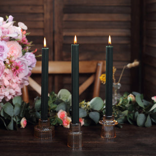 Create a Captivating Ambiance with Hunter Emerald Green Premium Unscented Ribbed Wax Taper Candles