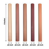 5 Pack | 9inch Assorted Natural Premium Unscented Ribbed Wax Taper Candles