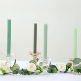 5 Pack 9inch Assorted Sage Green Premium Unscented Ribbed Wax Taper Candles