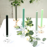 5 Pack 9inch Assorted Sage Green Premium Unscented Ribbed Wax Taper Candles