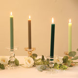 5 Pack 9inch Assorted Sage Green Premium Unscented Ribbed Wax Taper Candles