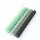 5 Pack 9inch Assorted Sage Green Premium Unscented Ribbed Wax Taper Candles#whtbkgd